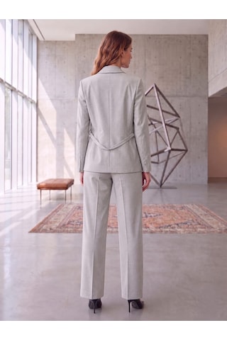 Prenses Blazer Ceket Geniş Paça Pantolon Takım Elbise Ekru