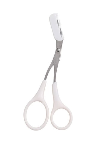 Çelik Mini Taraklı Kaş Makası Beyaz