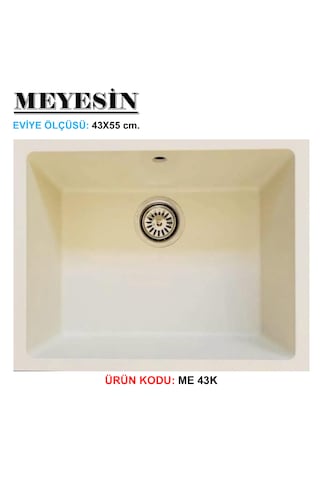 Meyesin ME-43K Tezgah Altı Granit Mutfak Eviyesi Krem 43 x 55 CM