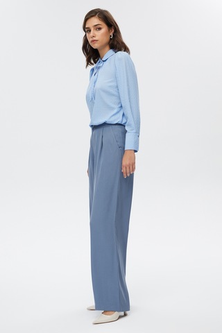 Stella Pulvis Mavi Pileli Wide Leg Pantolon 001