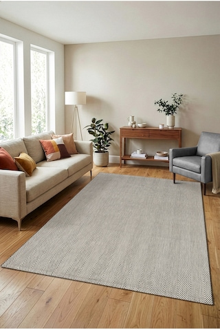 Sisal Otantik Çerçeveli Leke Tutmaz Yumuşak Doku Kaymaz Salon Koridor Mutfak Halısı Gri 3