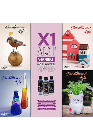 Polisan X1ART Vernikli Hobi Boyası 500ml - 0021 Bayrak Kırmızı