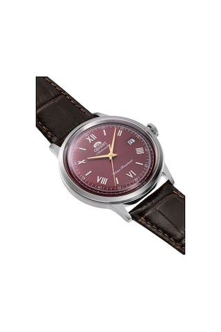 Orient Bambino Ra-ac0026r30b Kurmalı Otomatik Deri Kahverengi Bordo Kadran 41 Mm Erkek Kol Saati Gri