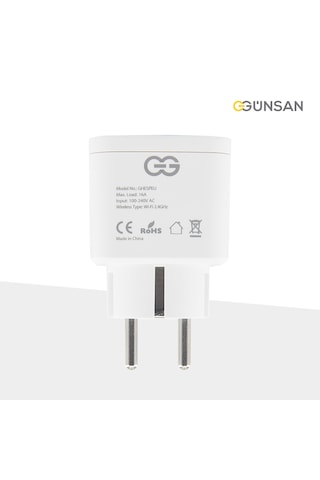 Günsan WiFi Akıllı Priz 16A | Enerji Takibi, Uzaktan Kontrol, Tuya Smart Life, Sesli Komut (Google Home & Alexa)