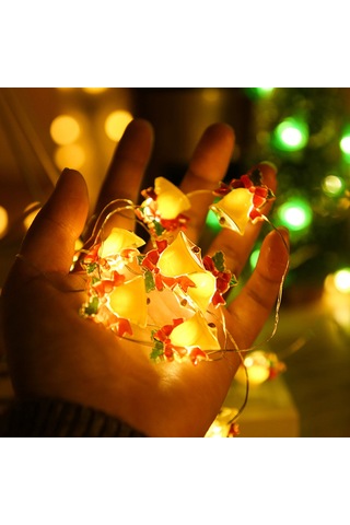 Shineyee Noel Geriş Santa Figürlü 3 Metre 30 Led Işık Zinciri - Sürekli Açık Ve Parıltı Modu - Pil Beslemeli Pil Dahil Değil