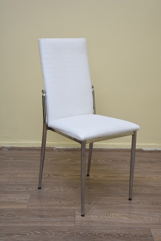 Bengimobilya Sandalye Gözde Model Metal Transmisyon Nikelaj Beyaz Kumaş El Yap