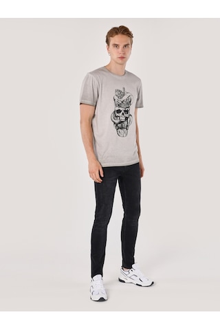 Colin's Colins Regular Fit Bisiklet Yaka Baskılı Gri Erkek Kısa Kol Tişört Cl1060079 Gri