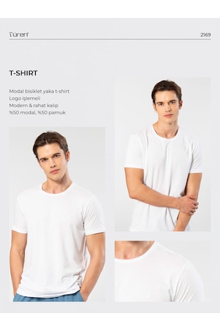Cacharel Erkek Bisiklet Yaka T-shirt 2169/beyaz