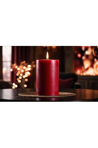 Soya Parafinli Kırmızı 1 Adet 160-170 Saat Yanma Süreli Çap:7 Cm Boy:25 Silindir Blok Mum Kırmızı Kirmızı