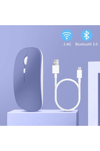 Honor Uyumlu Tablet Şarj Edilebilir Sessiz Mouse Bluetooth + 2.4hz Wifi