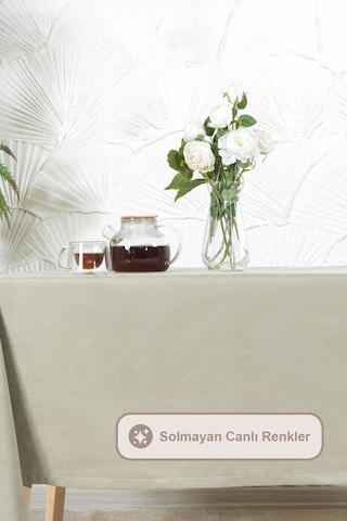 Elart Soft Masa Örtüsü Kadife Dikdörtgen 150x220 Cm Adaçayı Adaçayı