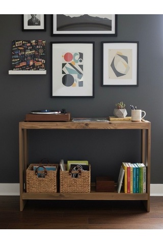 2 Katlı Doğal Ahşap Çok Amaclı Masif Kahve Standı Koyu Meşe Meşe