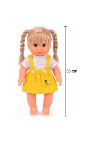Altını Islatan Konuşan Melis Bebek 30 Cm - Aksesuarlı Kafası Kolları Et Oyuncak Bebek Sarı