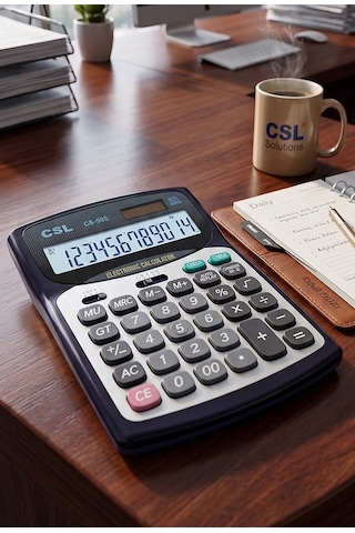 Hesap Makinesi Siyah 13.5x18.5 Cm 1 Adet Csl Cs-505 12 Haneli Orta Boy Hafızalı Ofis Büro Masaüstü Hesap Makinası