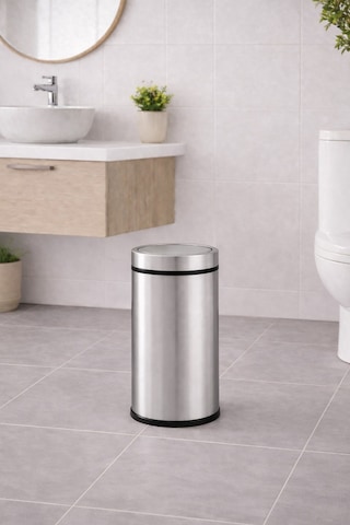 Sas 11 Litre Döner Kapaklı Paslanmaz Çelik Banyo & Wc Çöp Kovası Titan 7511 Gri