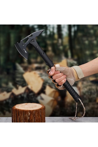 Valkyrie Çok Amaçlı Kamp Baltası Outdoor Survival Balta Çok Fonksiyonlu Çelik Başlık Odun Kesme, Avcılık, Kamp