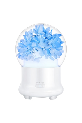 Geeksen Evde Kullanımı İçin Mavi Hortensya Ebedi Çiçekli 7 Renkli Gece Lambalı, Otomatik Kapanma Özelliği Li Kıd Yağ Dağıtıci Nemlendirici