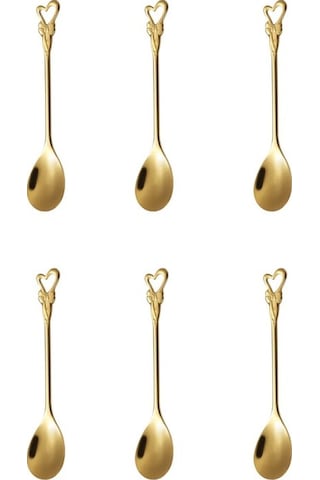 Morponi 6'lı Golden Bloom Serisi 6'lı Çay Kaşığı Kalp Model Altın