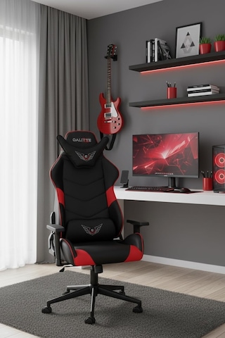 Samurai Ss Oyuncu Koltuğu Premium Pu Deri Gaming Koltuk Deri, Kırmızı Çok Renkli