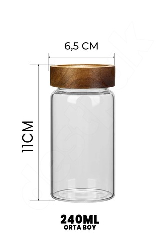 Akasya 6 Adet 240 Ml Cam Baharatlık - Akasya Rengi - Yuvarlak Çok Renkli