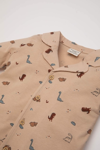 DeFacto Erkek Bebek Pijama Takımı Dinazor Desenli Uzun Kollu Penye Üst Beli Lastikli Uzun Alt D6811A5NSBG390 Bej