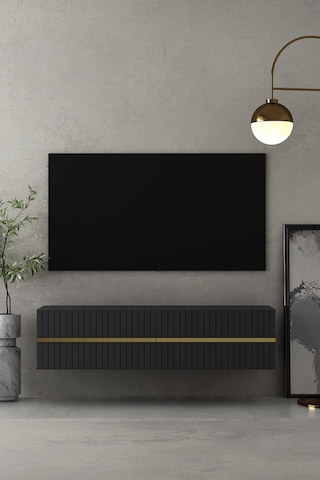 120dhdtda5aa Tedy Lazer Pleksi Desenli Duvara Monte Tv Sehpası Antrasit-altın