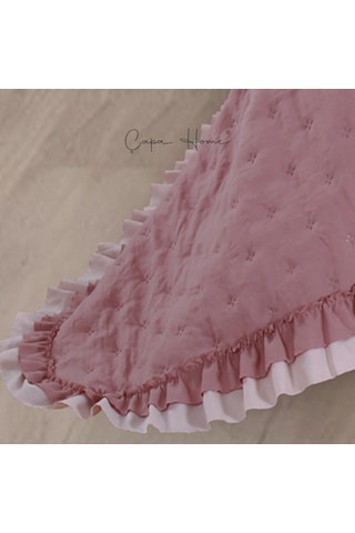 River Rose Pliseli Ultrasonic Yatak Örtüsü Açık Pembe