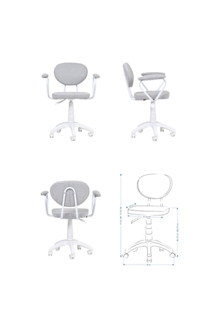 Vilinze Biga Çalışma Ofis Masası Ve Deniz Çalışma Ofis Sandalyesi Set - 60x120 Cm Teddy Kırçıllı Gri