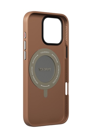 Apple Uyumlu iPhone 16 Pro Max Kılıf Magsafe Özellikli 360 Standlı Deri Desenli Youngkit Tech Leather Serisi