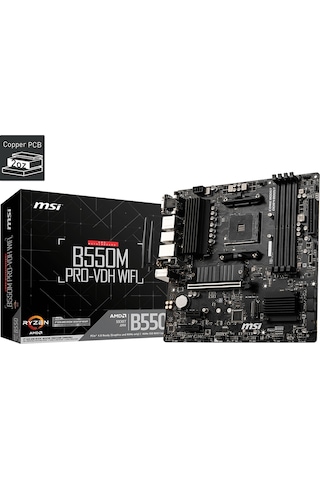 Msı B550m Pro-vdh Wıfı Ddr4 4400mhz 1xvga 1xhdmı 1xdp 2xm.2 Usb 3.2 Matx Am4 Amd 5000 Ve 3000 Serisi İşlemci Uyumlu