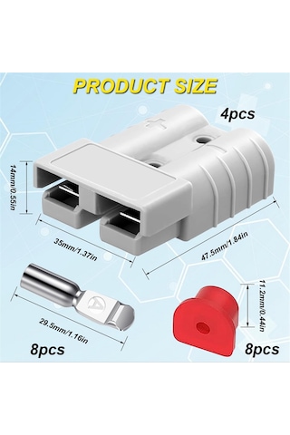 Xurunkeji Paket 6-10 Ölçü 12v - 36v Akü Hızlı Bağlantı/çıkartma Montaj Braketi 50a Kablo Demeti Fiş Konnektör Kiti