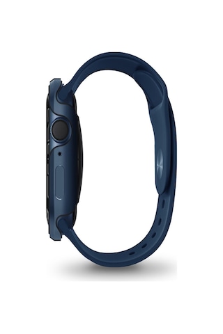Apple Uyumlu Watch 45mm Kasa Koruyucu Metalik Görünüm Valencia Serisi Camlı Kasa