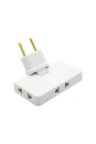 Teltree Düz Tip Çevirici Adaptör 3 Çıkışlı 180 Döner Başlı Avrupa Seyahat Fişi Isı Dayanıklı Güvenli Enerji Konvertörü Beyaz