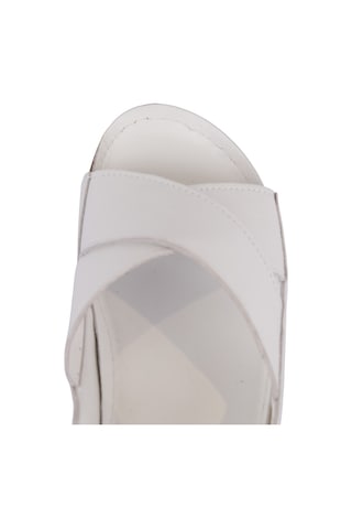Napa Shoes Hakiki Deri Arka Bantlı Çapraz Rahat Taban Kadın Sandalet Napa-224 Beyaz