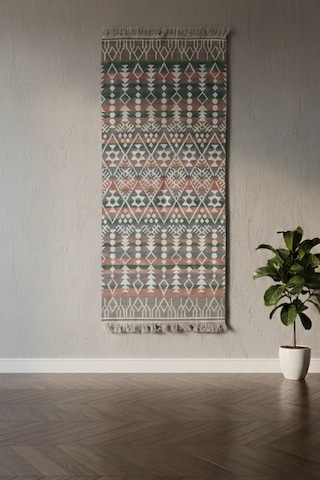 Modern Geometrik Desenli Çift Taraflı Yıkanabilir Kilim Renkli