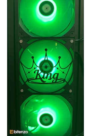 Kral Tacı "king" Yazılı 120x120 Mm Oyun Pc Aksesuarı, Masaüstü Bilgisayar Fan Kapağı Siyah