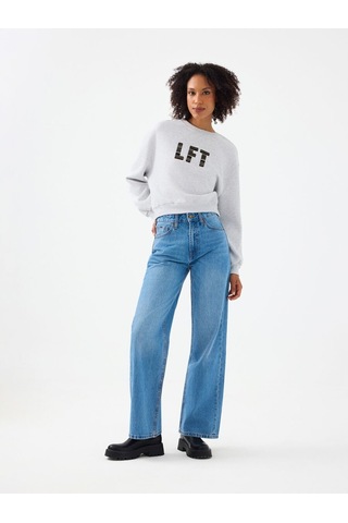 LOFT Crop Kadın Sweatshirt Lf2040749 Q1.v1 Gri Melanj