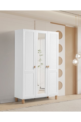Pema Home Favori %100 Mdf Membran 3 Kapaklı Dolap Gardırop Beyaz