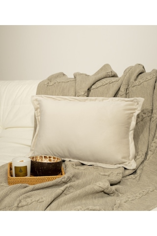 Koza Home İbiza Krem Kadife Yastık 30x50 5012