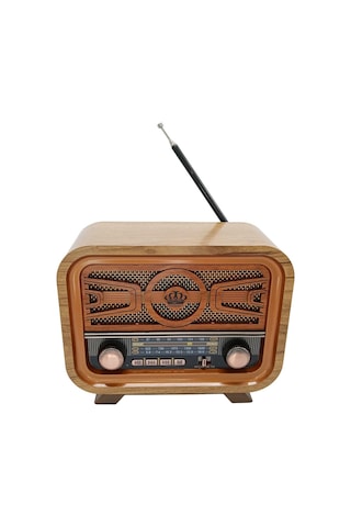 Radyo Retro Açık Ahşap Bluetooth Hoparlör Tf Kart Şarjlı Led N0a1