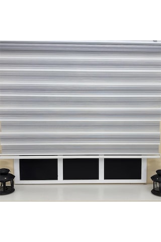 Storburada Gri Renk Geçişli Zebra Stor Perde Gri