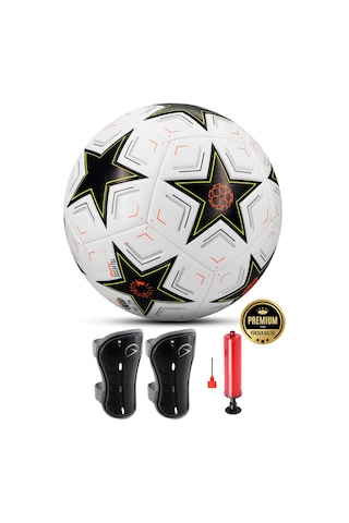 Telvesse 3lü Set Futbol Topu Tekmelik Şampiyonlar Ligi Pompalı Sert Zemin Halı Saha Futbol Topu No:5 Siyah