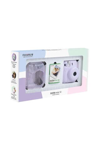 Fujifilm Instax Mini 12 Fotoğraf Makinesi + 10'lu Film + Pleksi Kılıf Lila
