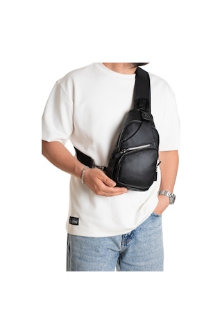Newısh Polo Accessorıes Unisex Siyah Su Geçirmez Yıkama Deri Usb Ve Kulaklık Girişli Çapraz Omuz Ve Göğüs Yürüyüş Çantası Siyah
