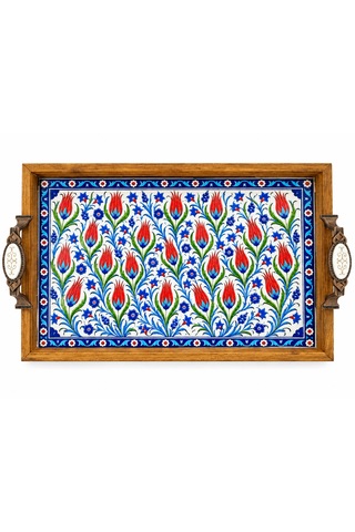 Ahşap Tepsi Cam Baskılı 28x44