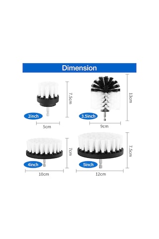 4 Adet Matkap Temizleme Fırçası, Döner Fırça 2"/3.5"/4"/5" Elektrikli Matkap Temizleme Fırçası Yumuşak Fırça