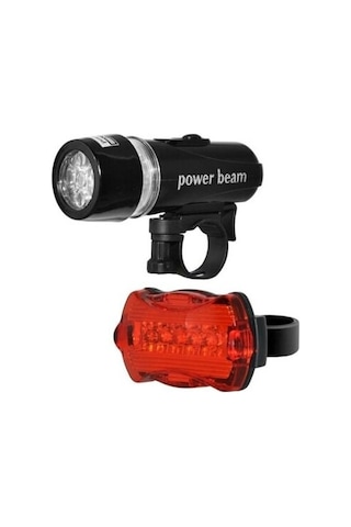 Powerbeam Ön-Arka Bisiklet Led Far-Stop Lambası. Işık Seti Siyah