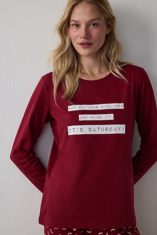 Penti Bordo Its Saturday Pantolon Pijama Takımı Kırmızı