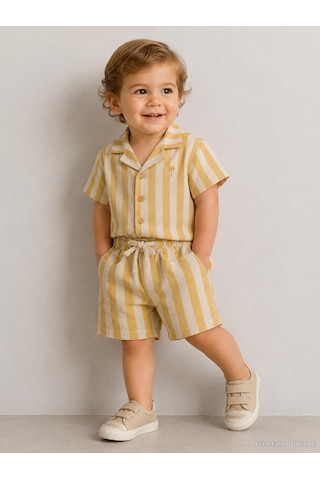 Civil Baby Çizgili 6-18 Ay Şort - Hardal