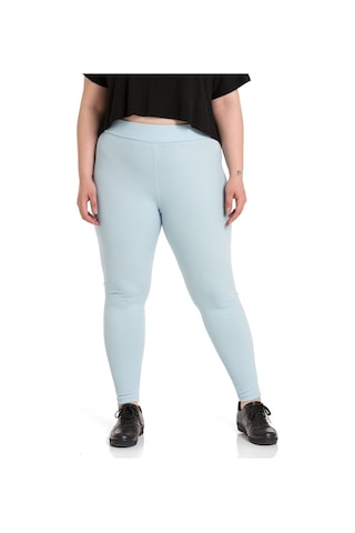 Büyük Beden Fitilli Beli Lastikli Bilekte Bebe Mavi Bayan Tayt